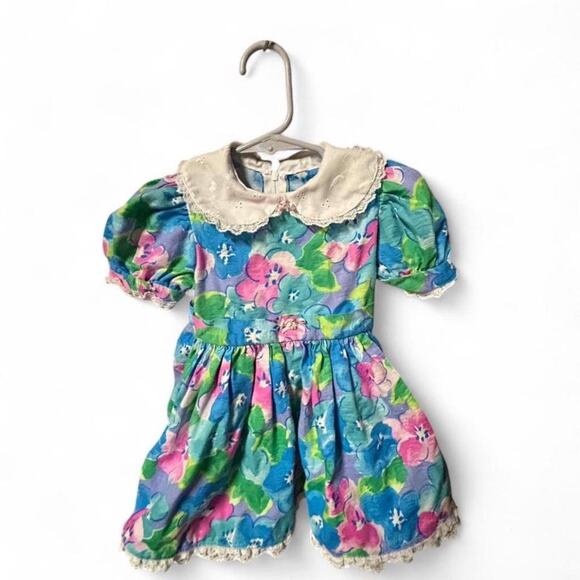 Awesome lot of two vintage retro 80s / 90s 12-18 months crewneck and dress - Picture 5 of 7